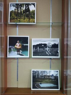 photographs in glass case