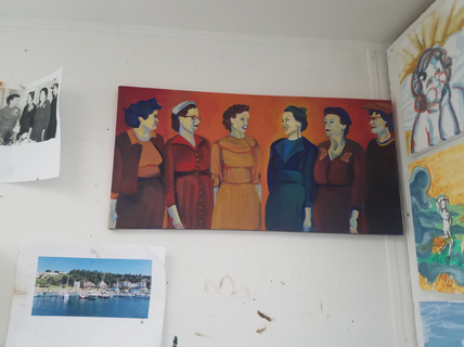 painting of six women