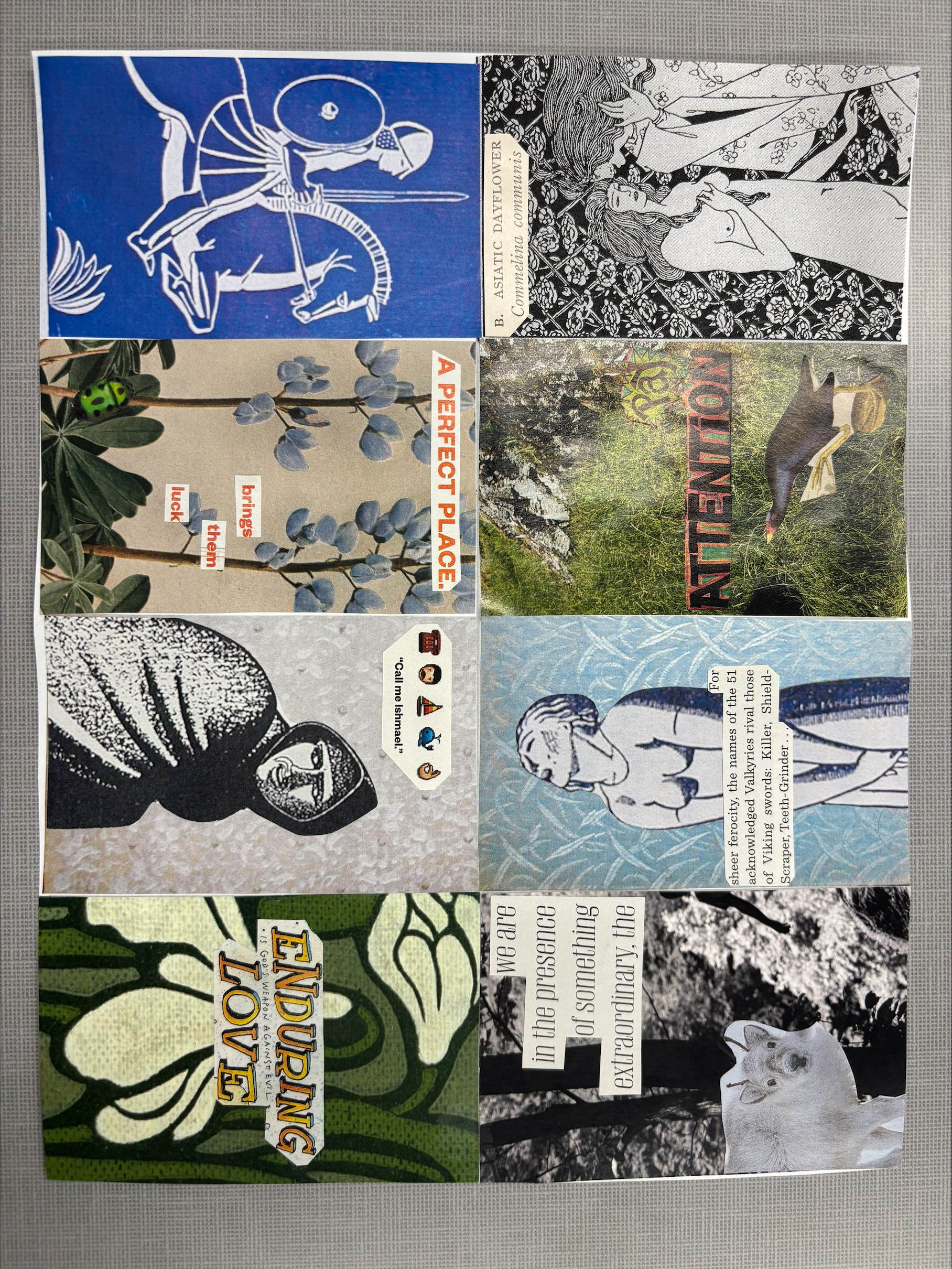 A collage of 8 different art pieces