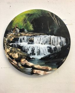 round painting of creek